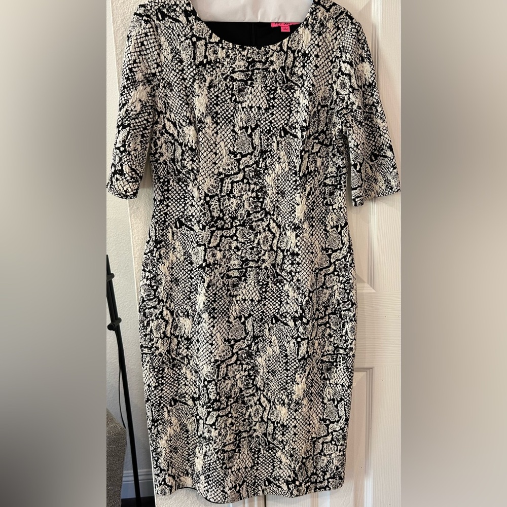 Betsey Johnson Black and White Snakeskin Patterned Dress